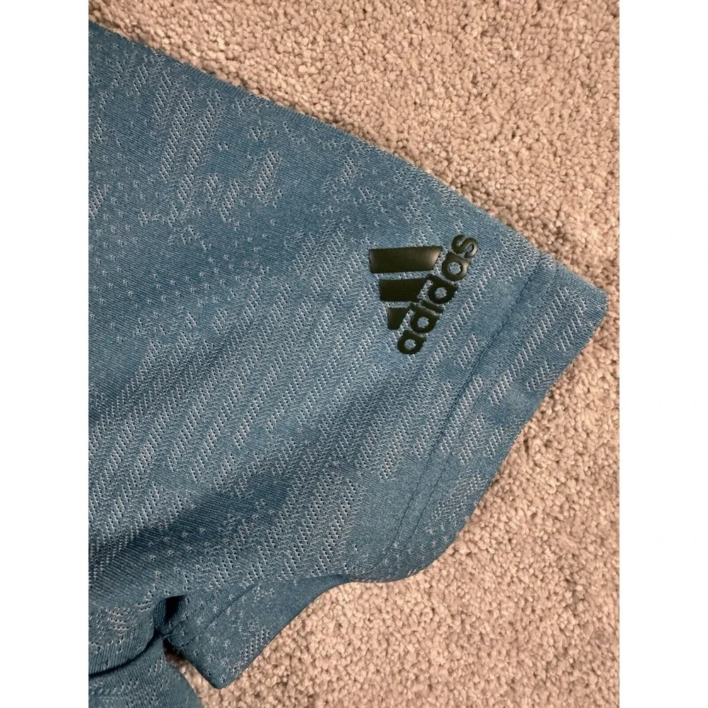 Adidas Primegreen Men's‎ Golf Polo Shirt L Blue Camo Short Sleeve Vented Euc